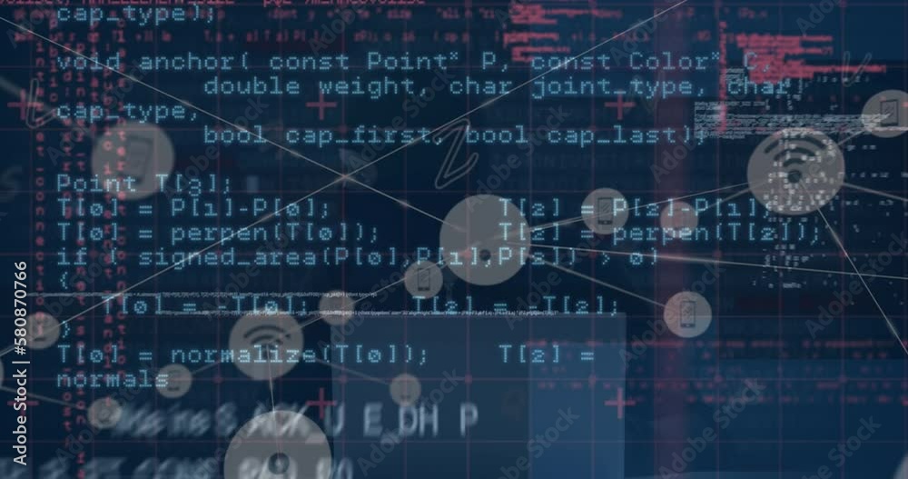 Poster animation of computing data processing and network of connections