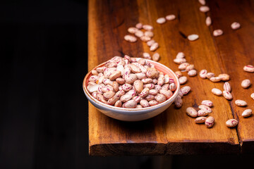Bean Grains on Wooden Background