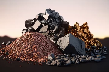 Fotobehang Small pile of minerals extracted in a rare earth mine. Ai generated. © Joaquin Corbalan