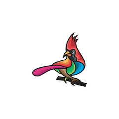 Cardinal Bird Colorful Illustration Vector Stock
