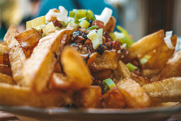 french fries with bacon and cheese