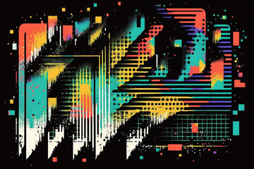 Colorful Glitch Grunge Textures Generative AI