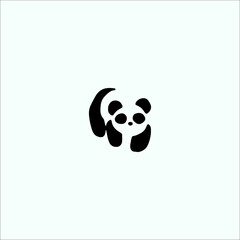 cute panda silhouette illustration vector