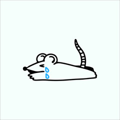 vector doodle illustration of a crying mouse