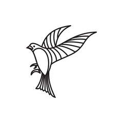 bird continuous line design on white background