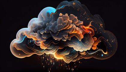 Cloud computing technology concept. Futuristic illustration AI generated- Generative AI