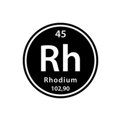 Rhodium element periodic table icon vector logo design