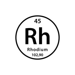 Rhodium element periodic table icon vector logo design