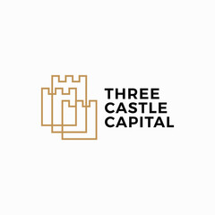 Triple Three castle fortress outline logo vector icon illustration