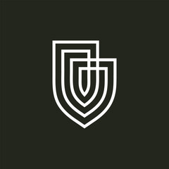 white Shield Protector Security Outline Logo Vector Icon Illustration