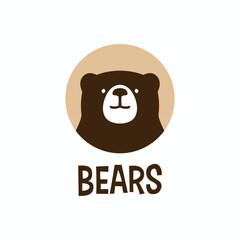 Cute Bear Mascot Character Cartoon Round Circle Emblem Logo Vector Icon Illustration