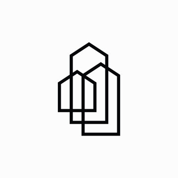 recommend clip art: Triple Three house home mortgage real estate outline logo vector icon illustration