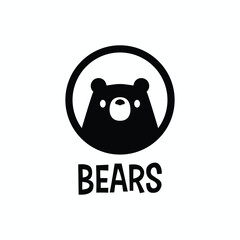Cute Bear Mascot Character Cartoon Round Circle Emblem Logo Vector Icon Illustration