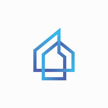 recommend clip art: house home mortgage real estate outline gradient logo vector icon illustration