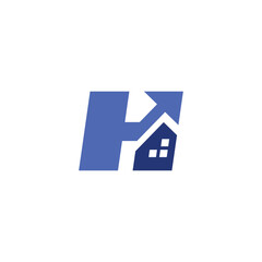H Letter Lettermark front forward top up arrow house home building mortgage Logo Vector Icon Illustration