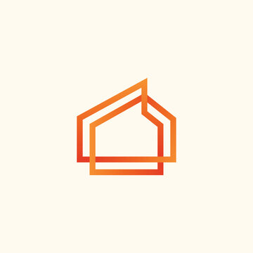 recommend clip art: house home mortgage real estate outline gradient logo vector icon illustration