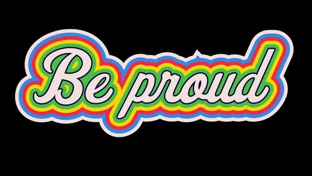 Animation of lgbtqi pattern around be proud text over hexagon patterns against black background