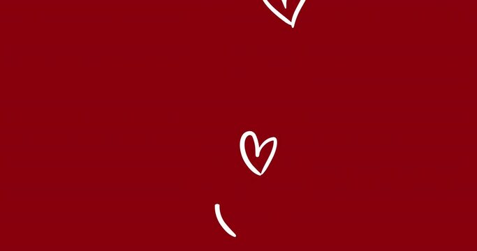 Animation of looping heart shape against red background