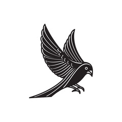 Bird. Silhouette of bird isolated on white background