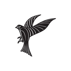 Bird. Silhouette of bird isolated on white background