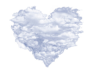 Heart shape from lots of clouds photos with transparent background (png image)