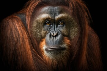 A famous and critically endangered Sumatran orangutan. one of Indonesia's most well known natural creatures. Generative AI