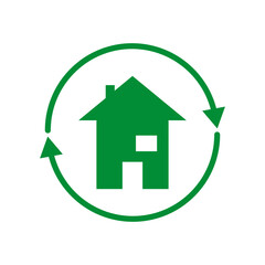 Green house circular arrow. Creative concept idea. Vector illustration.
