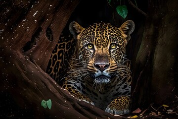 Illustration of a Jaguar hunting | Ai Generated animal illustrations/backgrounds/wallpapers/portraits |
