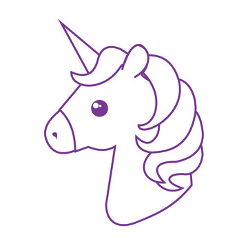 Unicorn head isolated icon vector illustration design graphic flat style. Cute unicorn heads. Suitable for kids design, part of coloring book, or fairy tale book design