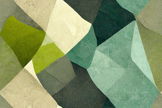 Abstract modern gray and green pattern, low polygon gradient, continuous background, seamless wallpaper, generative ai