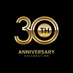 30th Anniversary. Anniversary logo design with double line concept, vector illustration