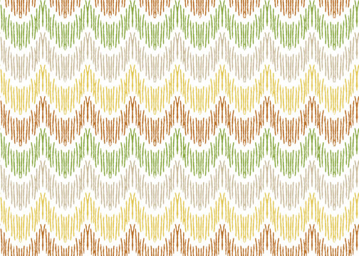 Chevron Traditional Pattern Seamless Green Background. Artistic Ethnic Design Home Style, Hand Made Textures Ikat, Aztec Backdrop.