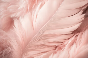 The muted pastel pink shades of this chicken feather texture evoke a sense of tranquility and comfort. A lovely choice for a cozy, inviting design. Generative AI.