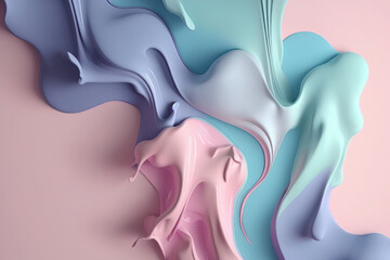 With its delicate pastel pink and blue color palette and minimal design, this fluid composition is a perfect addition to any sophisticated and chic project. Generative AI.