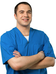Smiling Male Nurse Portrait, Isolated