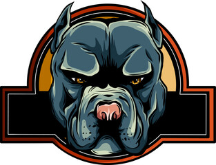 Angry Pitbull Dog Cartoon Character vector logo - 580881704