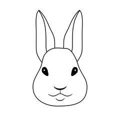 Vector flat hand drawn outline rabbit bunny face isolated on white background