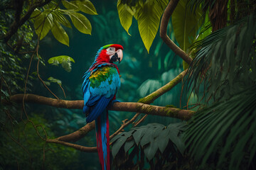 Macaw in nature AI technology