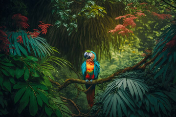 Macaw in nature AI technology