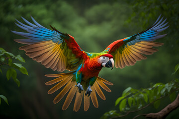 Obraz premium Macaw in nature AI technology