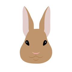 Vector flat hand drawn rabbit bunny face isolated on white background