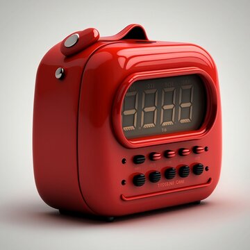 Daily Object - Digital Alarm Clock: Generative AI - Red - Multi-Setting