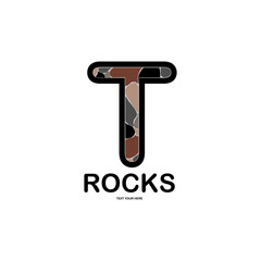 Letter t with rocks logo template illustration