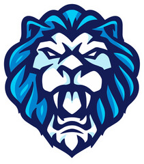 Roaring lion head mascot logo design. Cartoon lion head icon illustration