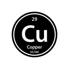 Copper element periodic table icon vector logo design template