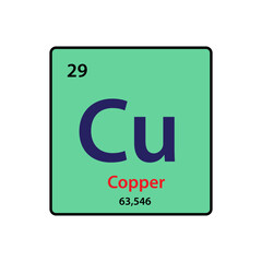 Copper element periodic table icon vector logo design template