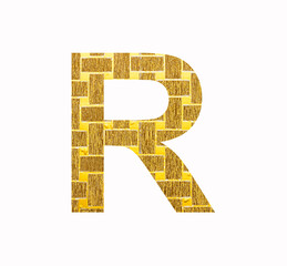 Alphabet letter R - Textured shiny gold foil