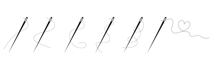 Needle icon. Needle and thread signs. The icon of a needle with a thread that sews on an old background, eps10