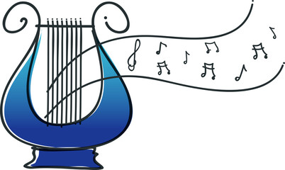 Modern linear thin flat design. The stylized image of lyre logo. classic music festival logo Template for covers, logo, posters, invitations,Modern art thin line of the classical lyre icon
