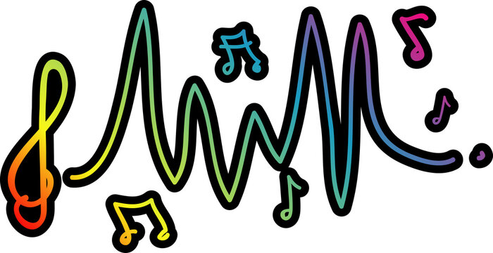 Music Logo concept sound wave with note hand drawn style, Audio Technology, Abstract Shape illustration
